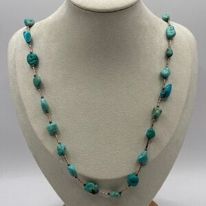 Shubes Dakota West Liquid Sterling Silver 925 Turquoise Station Necklace